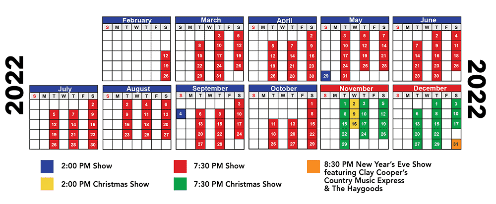 2022 Haygoods Branson Show Schedule