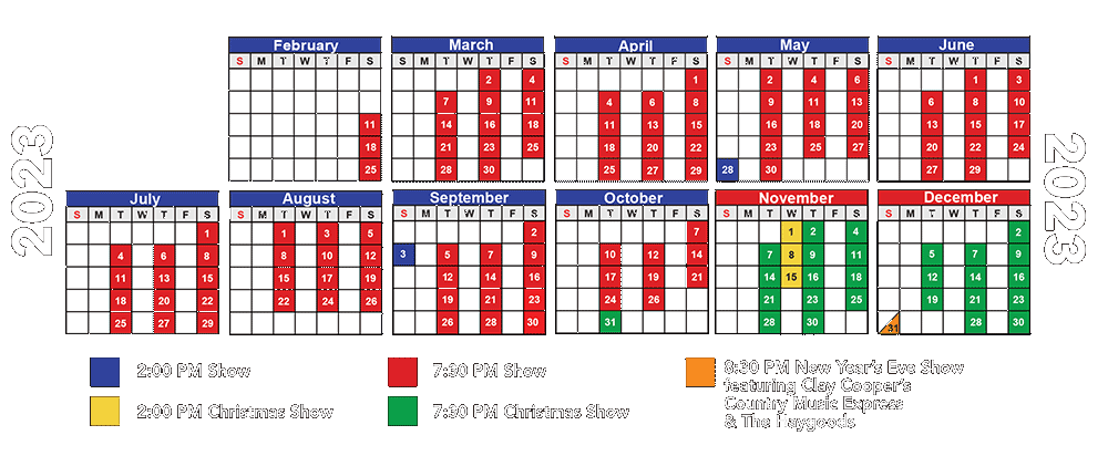 2023 Haygoods Branson Show Schedule